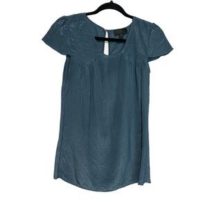 Banana Republic Blue Silk Short Sleeve Semi Sheer Blouse, size XS